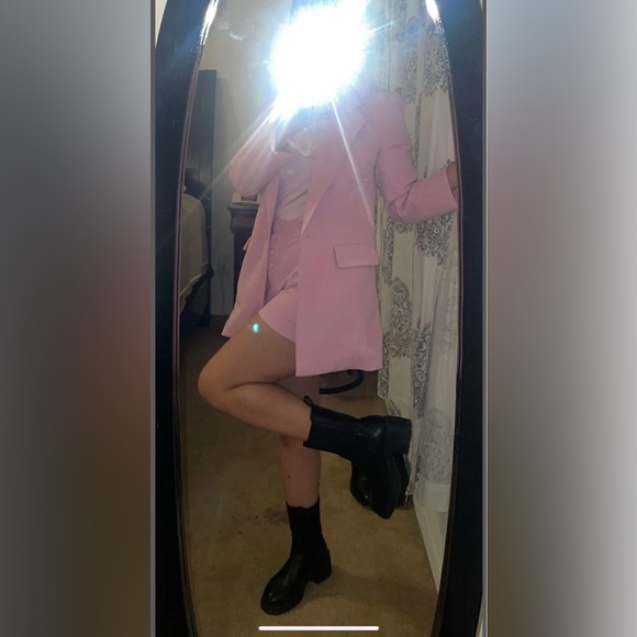 Forever 21 Pink Suit Blazer Short Matching Set Small S Medium M Barbie - Picture 3 of 10